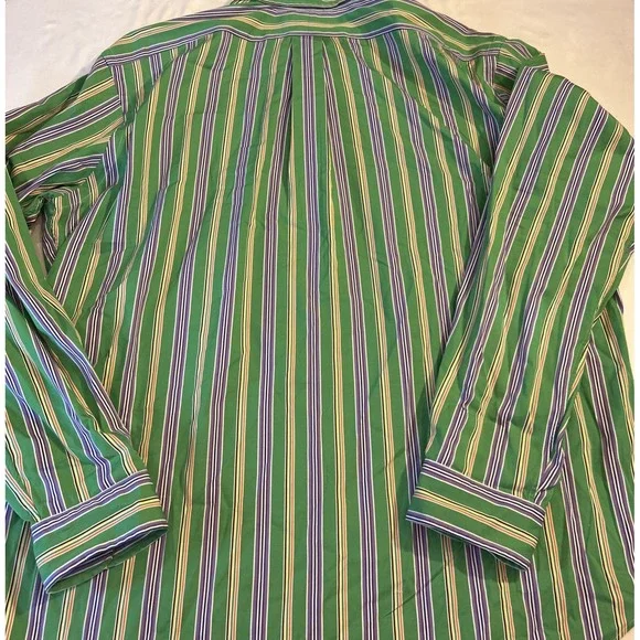 Ralph Lauren Classic-Fit  Long Sleeve Woven Shirt Striped Green‎ Orange Size-XL - Picture 7 of 7